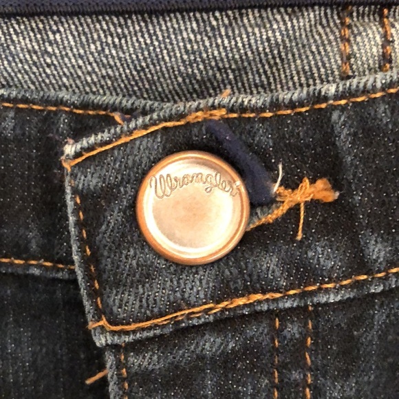 30. Dark Jeans by Wrangler Size 7 8 Straight Leg Q Baby No Gap Waist Mid Rise - Picture 9 of 9